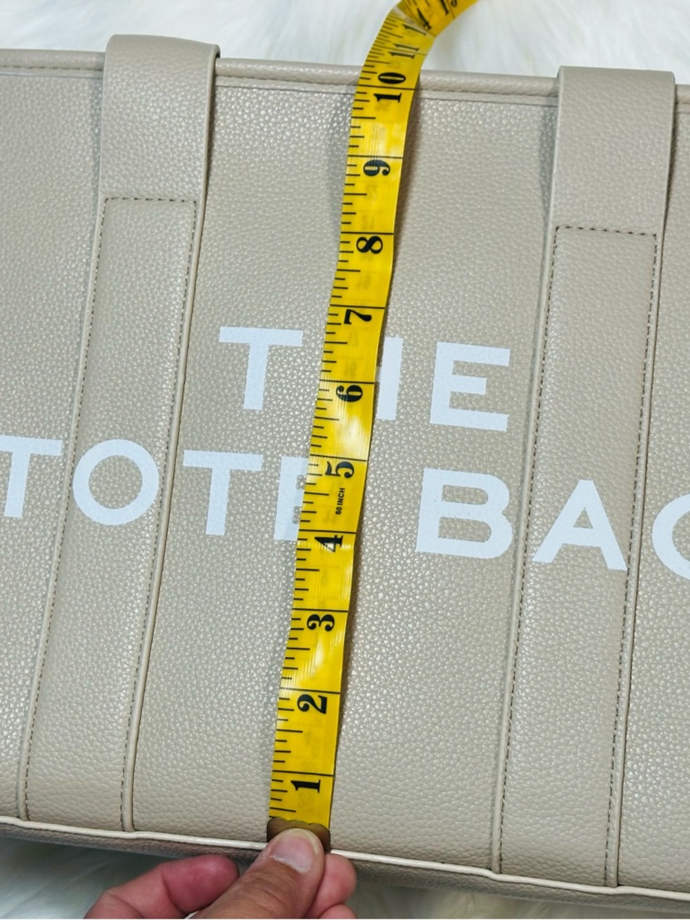 The Tote Bag Beige Leather Tote with Removable Strap - Picture 8 of 8